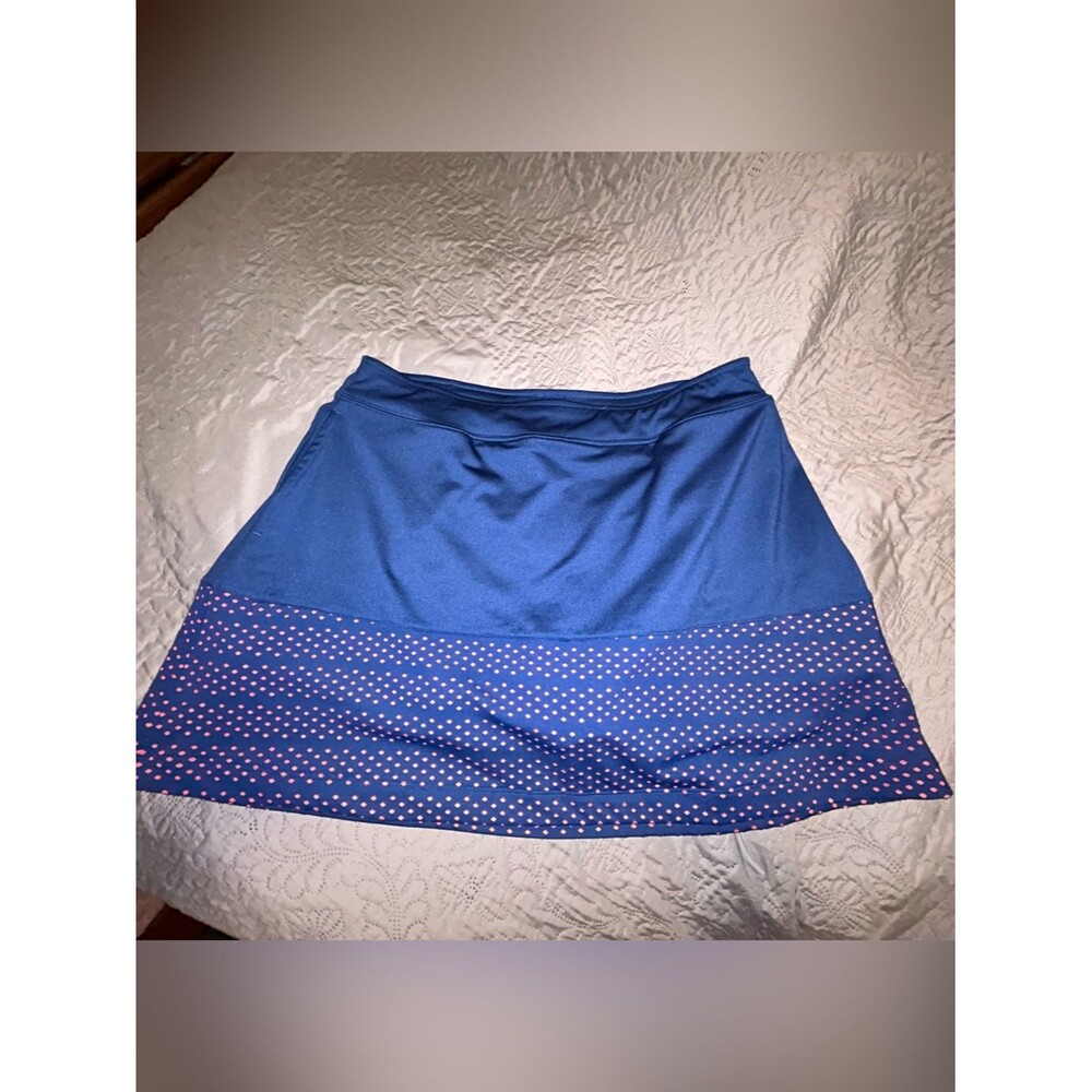 Lady Hagen Blue Mini Skirt with Pink Dot Panel